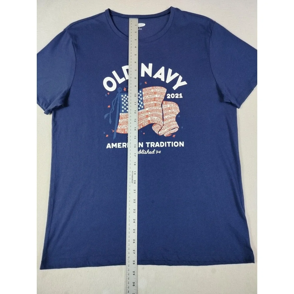 Old Navy Shirt Mens Large Blue American Tradition Graphic Flag USA Patriotic